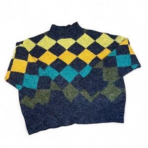 Joseph A. Argyle Mock Neck long‎ sleeve multicolor Sweater Size M